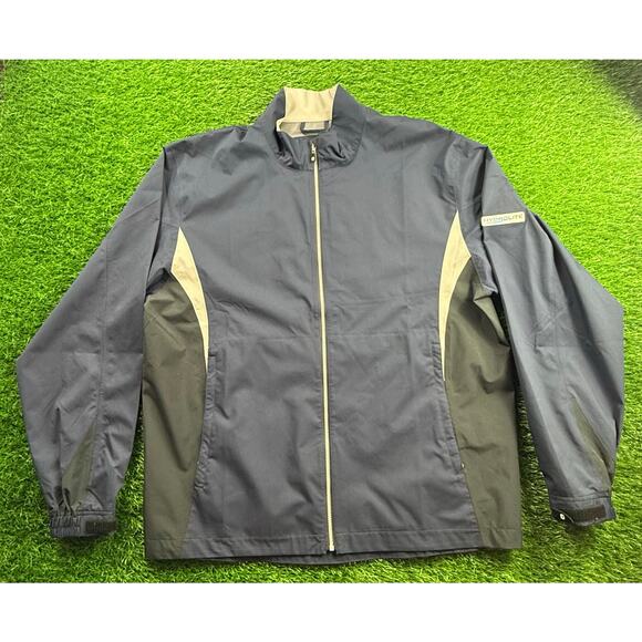 FootJoy DryJoys HydroLite Golf Rain Jacket Navy Waterproof Windbreaker Sz L Mens